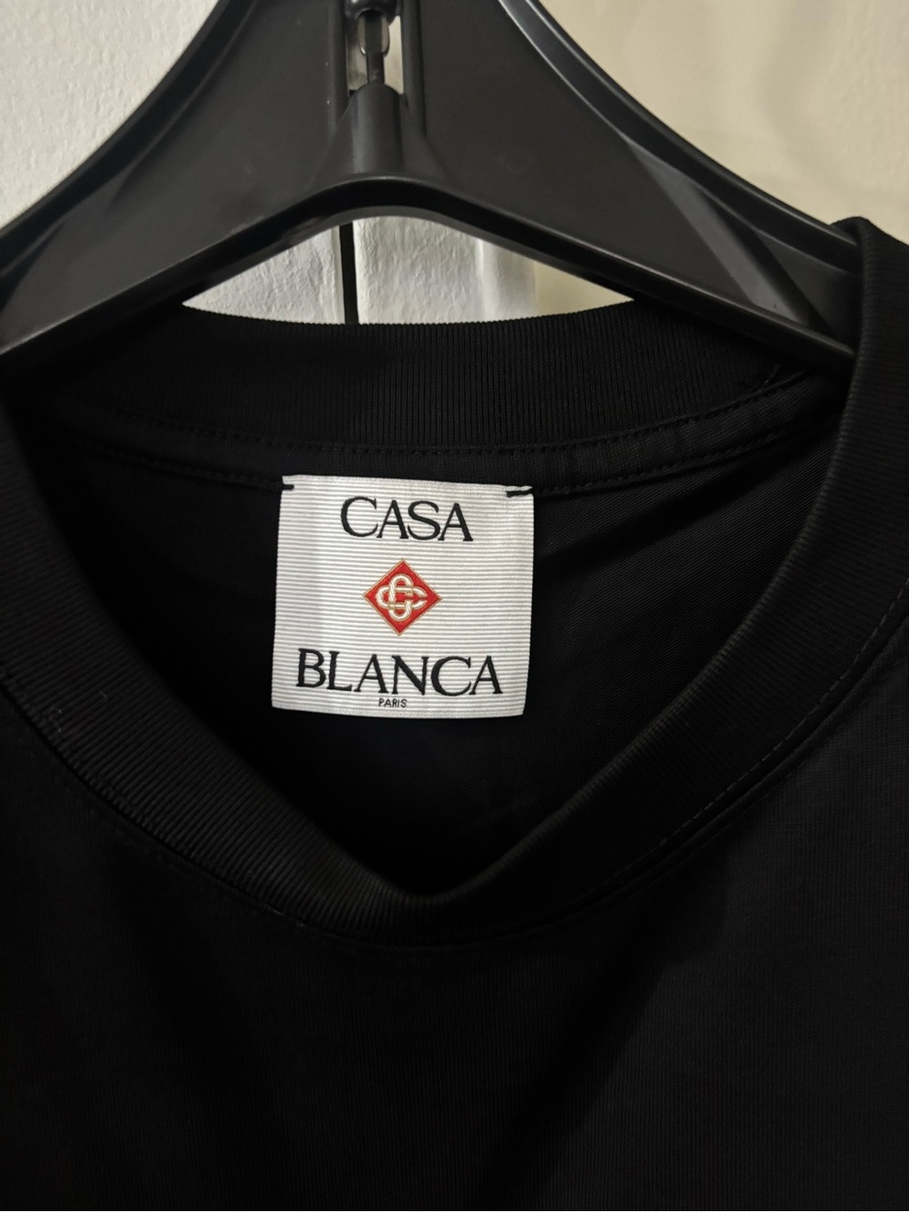 CASA BLANCA Black Tee with Red Logo Cotton brand new